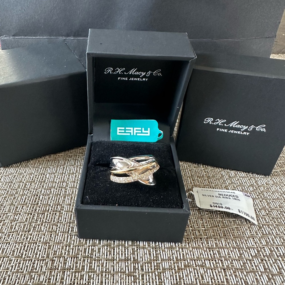 Effy Gold and Silver Diamond Ring - Picture 3 of 7